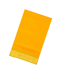 Mustard Handloom 9 Yards Silk Cotton Saree With Contrast Border-SC4693
