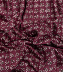 Burgundy Printed Chanderi Cotton Saree With Zari Border-CC1620