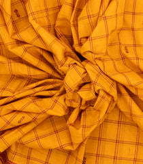 Mustard Woven Kadappa Cotton Saree With Checks-KN0738
