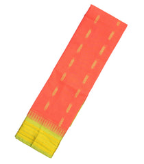 Orange Woven Chirala Cotton Saree With Zari Buttas & Contrast Temple Border-CR1291