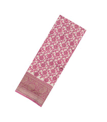 Pink Printed Chanderi Cotton Saree With Zari Border-CC1548