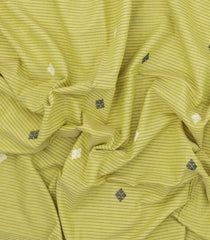 Yellow Handloom Bengal Cotton Saree With Meena Buttas-BG1551