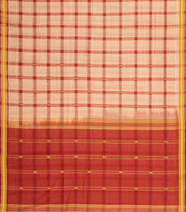 Red Woven Kadappa Cotton Saree With Checks-KN0731