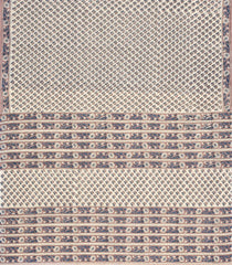 Cream Printed Jaipur Cotton Saree With Contrast Border-JC1833