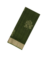 Dark Green Woven Synthetics Dola Silk Saree With Zari Border-BL5262