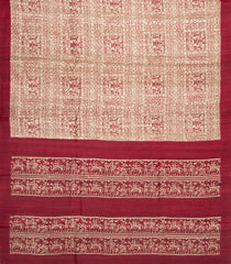 Crimson Printed Tussar Silk Saree With Tribal Motifs-TU3768