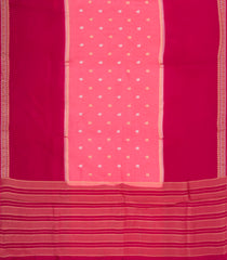 Hot Peach Woven Blended Viscose Saree With Zari Buttas & Contrast Border-BL5514