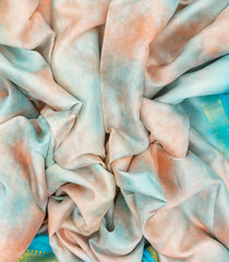 Turquoise Mysore Plain Crepe Silk Saree With Tie & Dye