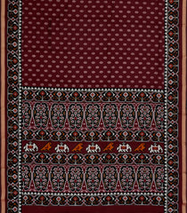 Maroon Printed Chanderi Cotton Saree With Zari Border-BL5496
