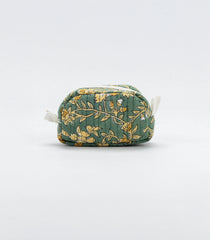 Sage Green Cotton Bagru Printed Coin Pouch With Zipper-ACS1058
