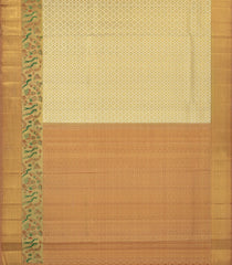Gold Handloom Kanchipuram Tissue Silk Saree With Floral Jaal Motifs & Meena Border-KA13496