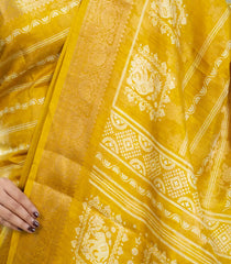 Mustard Woven Synthetic Dola Silk Saree With Floral Motifs-BL4687