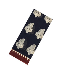 Black Printed Jaipur Cotton Saree With Printed Floral Motifs-JC1923