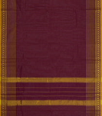 Maroon Woven Chettinad Cotton Saree With Stripes & Zari Border-CN1918