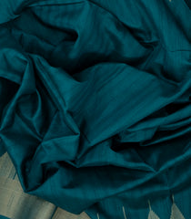 Cyan Woven Synthetic Tussar Saree With Madhubani Printed Pallu-BL4481