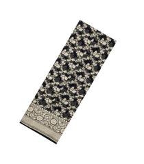 Black Woven Banarasi Khaddi Georgette Silk Saree With Floral Vine Motifs-BE1947