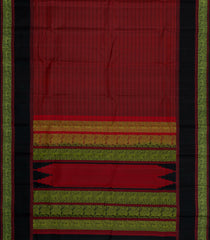 Maroon Handloom Kanchipuram Silk Saree With Silk Stripes-KA15163