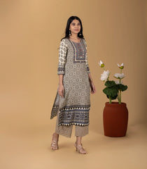 White & Black Printed Kurta-KR0833