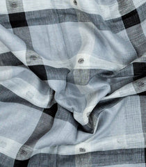Grey Woven Linen Saree With Checks-LI0717