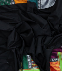 Black Woven Cotton Saree With Kasuti Hand Embroidered Border & Pallu-EN1768