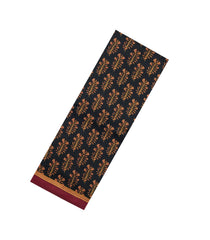 Black Printed Pure Silk Saree With Floral Motifs-PS0837