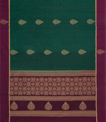 Dark Green Handloom Silk Cotton Saree With Buttas-SC4521