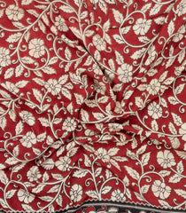 Crimson Printed Kalamkari Cotton Saree-KAL1262