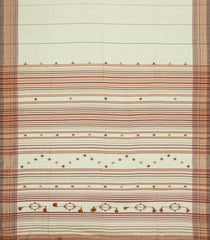 Taupe Handloom Bengal Cotton Saree With Multi Stripes-BG1945