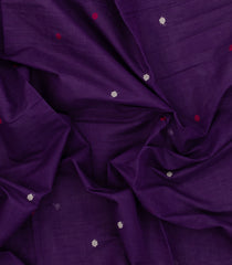 Purple Handloom Bengal Cotton Saree With Dotted Buttas-BG1854