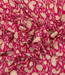 Pink Printed Chanderi Cotton Saree With Peacock Motifs-CC1709