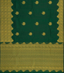 Dark Green Handloom Kanchipuram Silk Saree With Floral Zari Buttas-KA14051