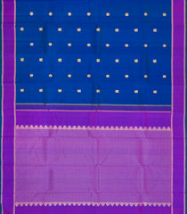 Blue Handloom Kanchipuram Silk Saree With Zari Buttas-KA15266
