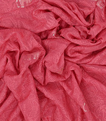 Peach Woven Mysore Silk Saree With Embroidered Animal Motifs-MS3191