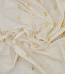 Off White Handloom Kerala Cotton Saree With Mango Buttas-KEC1021