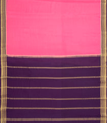 Hot Peach Woven Mysore Silk Saree With Contrast Zari Border-MS3782