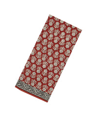 Crimson Printed Jaipur Cotton Saree With Floral Motifs-JC1870