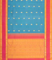 Sky Blue Handloom Korvai Kanchipuram Silk Saree With Zari Buttas-KA16173