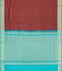 Maroon Handloom Silk Cotton Saree With Checks & Buttas-SC4678
