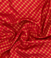 Red Handloom Kanchipuram Silk Saree With Zari Checks-KA15406