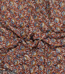 Brown Printed Jaipur Cotton Saree With Floral Motifs-JC1522