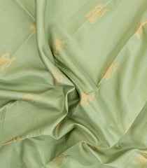 Mint Green Handloom Korvai Kanchipuram Silk Saree With Peacock Buttas-KA15496