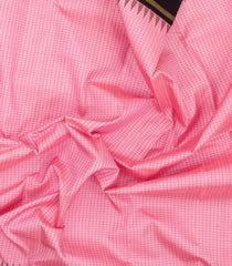 BubbleGum Pink Handloom Korvai Kanchipuram Silk Saree With Checks-KA16664
