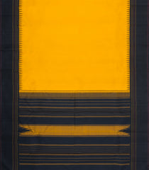 Yellow Handloom Korvai Kanchipuram Silk Saree With Black Temple Border-KA16707