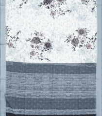 White Woven Synthetic Linen Saree With Printed Floral Motifs-BL3705