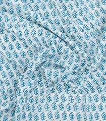 Turquoise Printed Jaipur Cotton Saree With Floral Motifs-JC1628