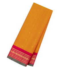 Mango Yellow Handloom Gadwal Silk Cotton Saree With Buttas-GA0339