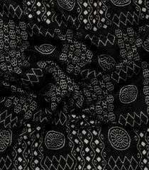 Black Printed Blended Cotton Saree With Zari Border-BL5670