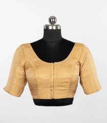Gold Chevron Brocade Tissue Silk Blouse-RB5275