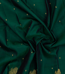 Dark Green Handloom Kanchipuram Silk Saree With Buttas-KA15473