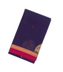 Violet Handloom Kanchi Cotton Saree With Yazhi Buttas